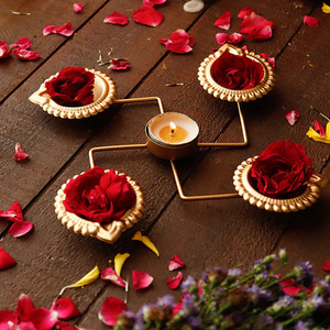 Exquisite Swastik Diyas Metal Home Decor with Sacred Beauty Radiating Positive Energy for Festivities - Product Image 1