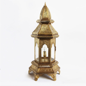 Lanterne marocaine en métal et verre finition or décorative fantaisie pour la maison et les hôtels Décoration d'éclairage de table Lanternes - Product Image 4