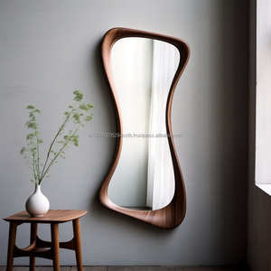 Espejo de Pared Ligero y Ecológico de Madera Natural Hecho a Mano, Diseño Abstracto Único, Estilo Art Deco para la Entrada - Product Image 2