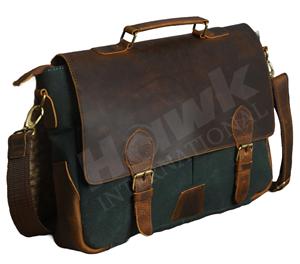 High Quality Handmade Leather and Canvas Messenger Crossbody Laptop Briefcase Waterproof School Bag Best Price - Product Image 3