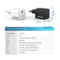 Nouveau chargeur PD 65W Type C avec certifications CB CE ROHS KC, adaptateur de chargeur USB pour appareils mobiles, chargeur mural rapide 65W pour iPhone