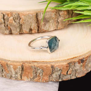 แหวนเงินสเตอร์ลิง925ลายเรขาคณิตที่สวยงามรูปไข่มอสไคยาไนต์9x9มม. ชุบโรเดียม3G ของขวัญที่ไม่ซ้ำกัน - Product Image 3