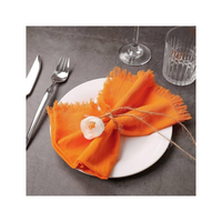 Serviettes en coton 100% uni orange de qualité supérieure avec bord en chevrons Utilisation de colorants écologiques sans AZO Conçues pour les commandes personnalisées de marque privée OEM