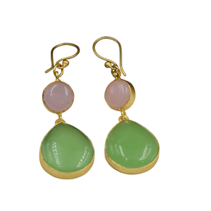 ต่างหูห้อยหินเคลือบทองเครื่องประดับแฟนซีมีสีสวยหินสังเคราะห์สำหรับผู้หญิงและเด็กผู้หญิง - Product Image 4