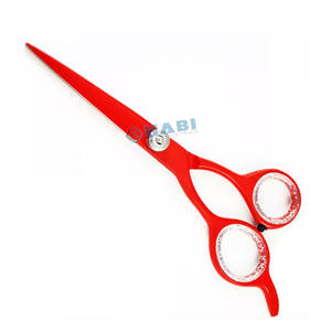 Tijeras de tijera para diestros personalizadas de alta calidad, cuchillas curvas de acero inoxidable recubiertas de titanio rojo, punta roma, aseo para mascotas - Product Image 4