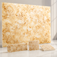 Panneau de granit artificiel moderne de couleur jaune translucide, ignifuge, imperméable, personnalisé pour les murs d'hôtel, les comptoirs de bar, les escaliers