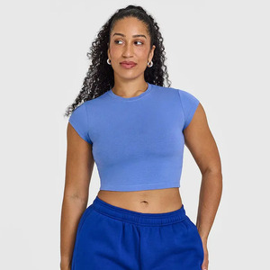 Plua Size Glaucous Blue 100% algodón camiseta de mujer Casual ligero transpirable y elegante diseñador relajado ajuste gimnasio entrenamiento camiseta - Product Image 1