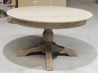 Table à manger ronde en bois massif, style farmhouse, gris délavé, pour restaurant, hôtel, café, mobilier commercial