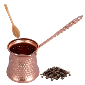 หม้อกาแฟทำจากทองแดงทำด้วยมือสไตล์ตุรกีโบราณเครื่องชงกาแฟโลหะอาราบิกที่ประทับด้วยมือสไตล์กรีกโบราณ - Product Image 2