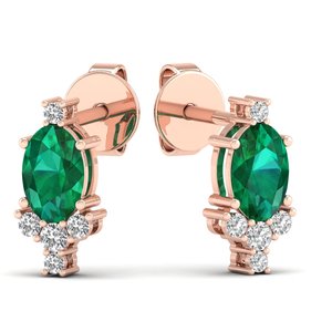 Aretes de Oro Sólido de 14K con Esmeralda y Moissanita de Lujo para Mujer, Precio de Fábrica REYES - Product Image 5