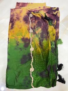 Handmade Indian Summer Sari Multi Layer Colorful Design Plus Size Pure Silk Saree Handmade luxurious vintage <b>tie</b> dye silk - Product Image 4