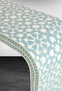 Mesa consola redonda antigua de estilo moderno con incrustaciones de hueso Panel hecho a mano muebles de madera para el hogar sala de estar dormitorio u Hotel - Product Image 2