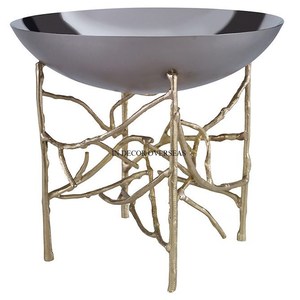 ชามอลูมิเนียมทรงกลมขัดเงาพร้อมใบไม้ชุบทองสำหรับตกแต่งและเสิร์ฟ - Product Image 5