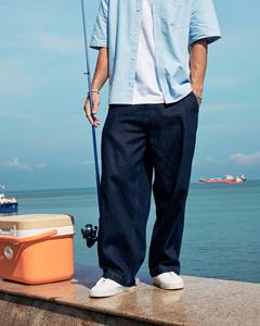 Pantalones Vaqueros de Mezclilla para Hombre, Corte Casual Formal, Ajuste Cómodo, Color Sólido, Transpirables, Lavado Químico, Hechos en Vietnam, 100% Algodón, Cintura Media, para la Temporada de Otoño - Product Image 1