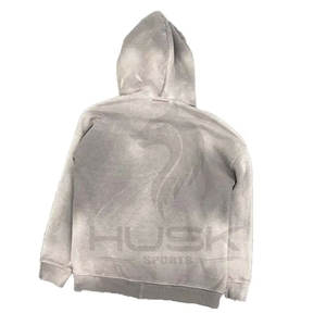 Sweat à capuche d'hiver en coton éponge français surdimensionné pour hommes lavés à l'acide et technique de teinture de cravate en 3D teint uni - Product Image 3