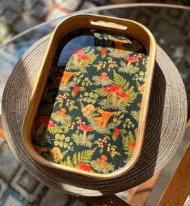 Plateau de service artisanal en bois Art Déco avec travail Meena pour la maison, la cuisine, la table à manger, organisateur décoratif utilitaire - Product Image 2