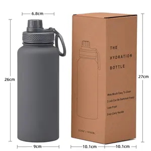 Custom Vacuum Flask Outdoor Sport Drinking With Cooler Stick Portable Soft Rubber Coating Paint Stainless Steel Water Bottle