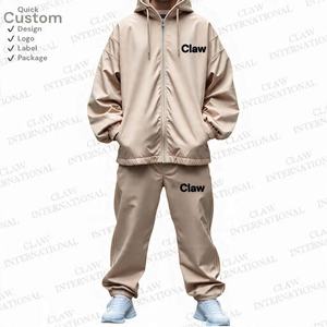 Survêtement coupe-vent en nylon unisexe Ensemble 2 pièces coupe-vent surdimensionné Veste et pantalon coupe-vent pour hommes et femmes - Product Image 6