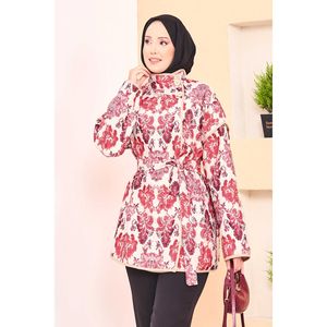Piped Ethnic <b>Pattern</b> <b>Quilted</b> <b>Jacket</b> for Ladies Floral Embroidered Vintage Coat Cotton Filling Belt for Spring Summer Winter - Product Image 2