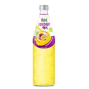 490ml Glass Bottle VINUT Coconut milk drink with Passion fruit and Nata De Coco Suppliers Manufacturers vegan milk nut milk