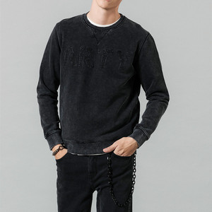 Vêtements vintage de haute qualité en vrac, sweat-shirt à col rond unisexe en tissu mélangé lourd, lavé à l'acide, sweat-shirt en molleton français pour hommes - Product Image 3