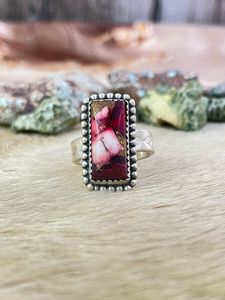 Anillo Ajustable de Plata de Ley Hecho a Mano con Rosa Roja y Dalia, Anillo Floral con Piedra Preciosa Natural para Mujer, para Bodas y Fiestas - Product Image 3