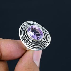 Mejor diseño clásico hecho a mano amatista piedra preciosa cabujón anillo 925 sólida plata esterlina 925 Plata estampada joyería de plata de moda - Product Image 4