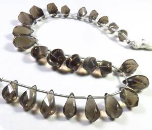 พลอยควอตซ์สโมคกี้ทรงหยดน้ำ ขนาด 10-17 มม. คุณภาพสูง สีน้ำตาลธรรมชาติ รูปทรงบิดเกลียว จำนวน 25 เม็ด ความยาว 9 นิ้ว สำหรับงาน DIY - Product Image 5