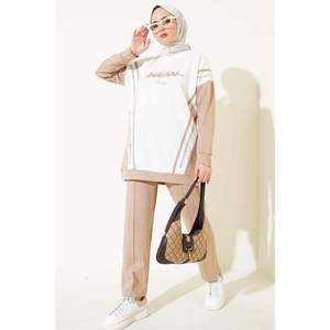 Loysha ชุด2ชิ้นพิมพ์เลื่อมสีเบจ - Product Image 1