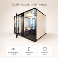 Système de cloison de bureau à vue complète, cloison en verre double vitrage sans cadre, sans structure en aluminium, cloison acoustique pour l'intimité