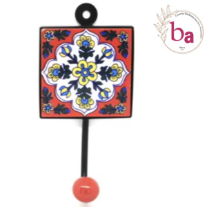 Bravo Rustic Red Ceramic Tile Wall <b>Coat</b> <b>Hook</b> Pottery Design for Home Decor - Product Image 1