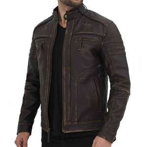 Veste en cuir pour hommes, look tendance en daim, veste en cuir de moto en vente en ligne - Product Image 2