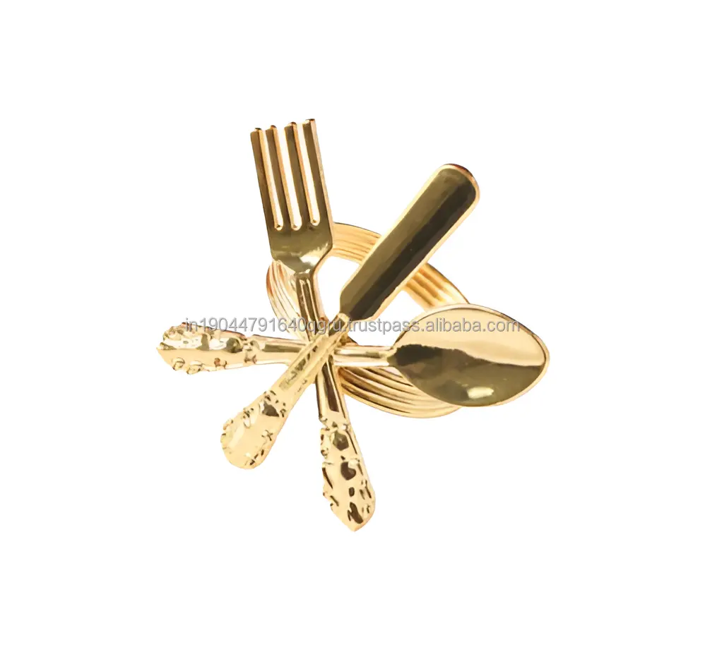 결혼식 파티 레스토랑을위한 뜨거운 판매 황금 고급 칼 붙이 디자인 식사 냅킨 링