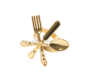 Hot Selling Golden Luxury Cutlery Design Dinning Napkin <b>Ring</b> For Wedding Party Restaurant - Product Image 1