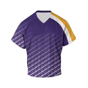 All Seasons Adult <b>Fit</b> Custom Purple Geometric Print <b>V</b>-Neck Short Sleeve Jersey Unisex Quick Dry Sublimation Sport Shirt - Product Image 1