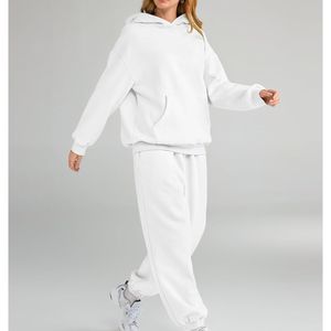 Rue élégante 2 pièces ensemble survêtement personnalisé bouffée imprimé survêtement pour femmes surdimensionné coton polaire en gros femmes survêtements - Product Image 5