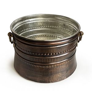 Bol en cuivre martelé fait à la main avec des poignées en laiton 20-30 cm, bol en cuivre martelé décoratif pour salles de bain, cuisines - Product Image 4