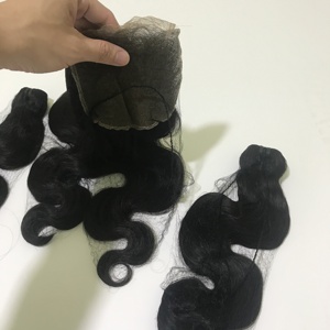 Tissage en lot de cheveux humains, couleur naturelle, vierge, cheveux humains indiens, Body Wave, ensemble de fermeture, vente en gros - Product Image 4