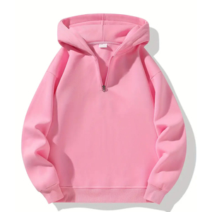 Sweat à capuche unisexe décontracté en coton rose pâle coupe-vent en sergé pour l'hiver, coupe sportive régulière, idéal pour la gym et le quotidien - Product Image 1