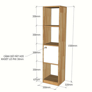 FIKA1 35x32x150cm Rubberwood Decorative <b>Shelf</b> KS68049 Standing Type Office Organizer for Living Room - Product Image 3