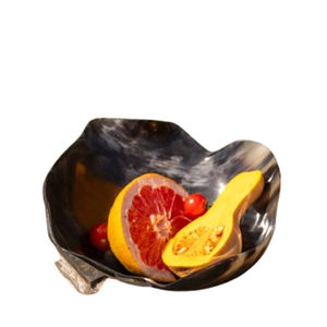 Design américain Matériau en corne Forme irrégulière Fait à la main Bol de service de couleur noire Bols japonais en céramique - Product Image 1