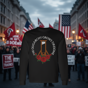 T-shirt a maniche lunghe e corte anti-capitalista per adulti, nera, con girocollo piccolo, per l'espressione politica - Product Image 3