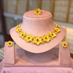 Ensemble de bijoux en cuivre plaqué or fin exquis, élégantes boucles d'oreilles, collier et bracelet pour femmes élégantes - Product Image 2