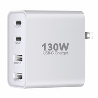 Chargeur USB C 130W 4 ports PD 100W QC3.0, adaptateur type C, charge rapide PD 30W, chargeur mural pour iPhone, Samsung, ordinateur portable