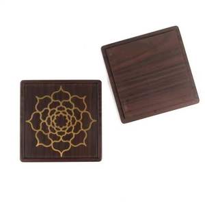 Posavasos de tazas de café con estampado de esmalte de madera cuadrada absorbente con logotipo personalizado de madera impreso súper personalizado, posavasos para servir té con parte posterior de corcho - Product Image 6