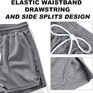 กางเกงวิ่งขาสั้นผู้ชายแห้งเร็ว3นิ้วกางเกงเล่นกีฬาออกกำลังกายในยิมมีกระเป๋าป้องกันริ้วรอยและเป็นมิตรกับสิ่งแวดล้อม - Product Image 3
