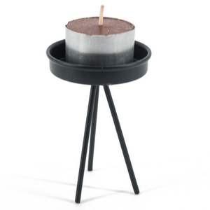 Support de bougie en fer noir élégant en forme de trépied, petit support géométrique pour bougie chauffe-plat, pour événements romantiques de mariage et décoration de fête - Product Image 1