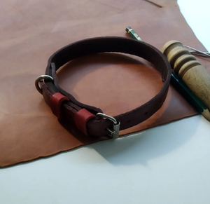 Genuine Leather Dark Brown Dog <b>Collar</b> 19"/50cm Length Medium / Small Dogs <b>Collar</b> for Greyhound and Whippet - Product Image 3