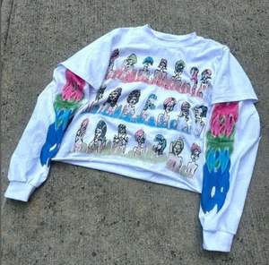 Style frais t-shirt Vintage 100% coton déchiré Double couche à manches longues gaufrées haut en détresse pierre lavage à l'acide t-shirt pour hommes - Product Image 4