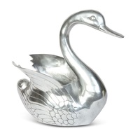 Élégant grand seau à glace et refroidisseur à vin en aluminium plaqué argent, fait main, en forme de cygne, moderne, pour les fêtes et le vin